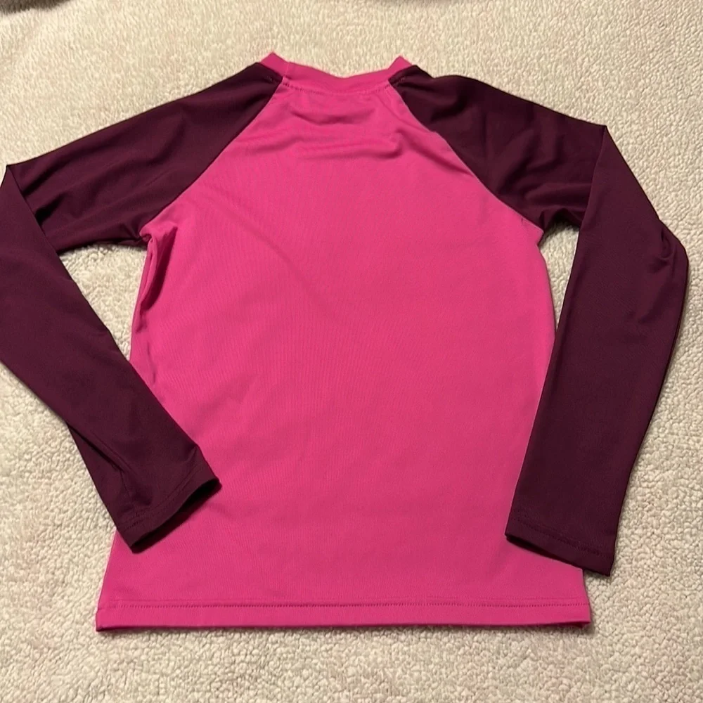 Nike Swim Flash Colorblocked Hydroguard Rash Guard Swimsuit Top Pink